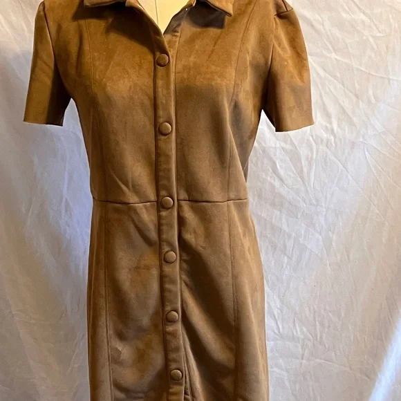 Zara Faux Suede camel mini dress dress - size S - Picture 2 of 10